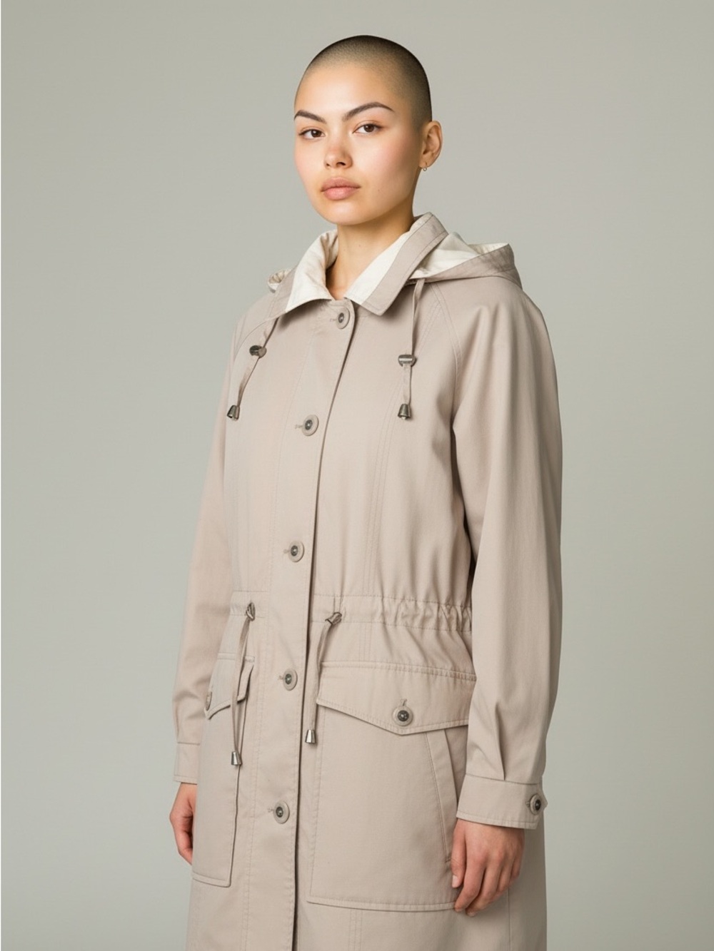 Fen-nelli Utility Hooded Jacket Beige Size 11/12 Like New